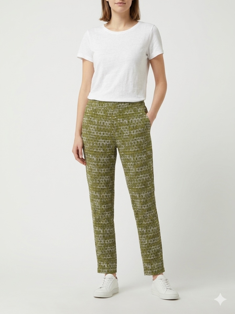 Sag Harbor Patterned Pull-On Elastic Waist Casual Pants with Pockets